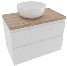 Kúpeľňová skrinka 2 zásuvková s krycou doskou Naturel Savona 78x53x44, 8 cm biela lesk SAVONA280BIDDH, 1 ks