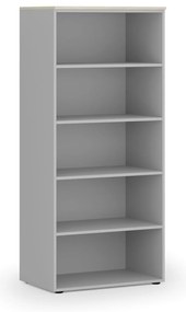 Kancelársky regál PRIMO GRAY, 800 x 500 x 1781 mm, sivá/dub prírodný
