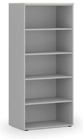 Kancelársky regál PRIMO GRAY, 800 x 500 x 1781 mm, sivá/dub prírodný