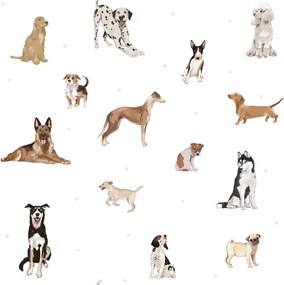 Tapeta psy biela 280x100 cm