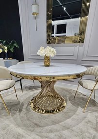 JEDÁLENSKÝ STÔL AUDREY BIELY MRAMOR + ZLATÝ 100 x 75 cm
