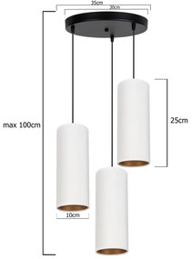 Luster na lanku AVALO 3xE27/60W/230V pr. 35 cm biela/medená