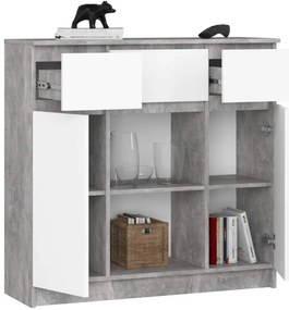 Komoda K100 2D 3SZ 2P betón / biela