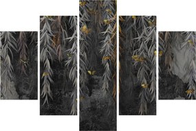Obraz - Vŕbové vetvičky v čiernom pozadí (150x105 cm)