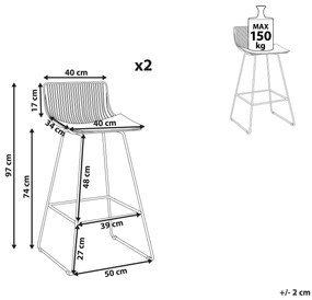 Sada 2 kovových barových stoličiek čierna FREDONIA Beliani