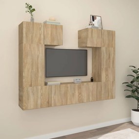 6-dielna súprava TV skriniek dub sonoma spracované drevo