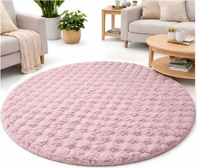 Okrúhly Bublinový koberec Rabbit Buble 120 cm ružový plyšový
