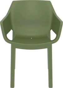 DORA záhradná stolička s podrúčkami olive green