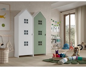 Bielo-zelená detská šatníková skriňa 115x171,5 cm CASAMI BRUGES – Vipack