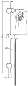 Deante Neo Symetrio, sprchový stĺp 65cm s držiakom ručnej sprchy a 1-funkčnou ručnou hlavicou, chrómová, NET_051K