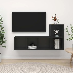 2-dielna súprava TV skriniek čierna drevotrieska