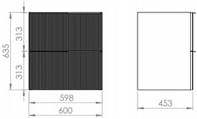 Elita Soho, umývadlová skrinka 60x45x64 cm 2S, čierna matná, ELT-168740