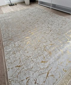 Moderný koberec Parys Creme-Gold – béžovo-zlatý dizajn Rozmer: 80x140 cm