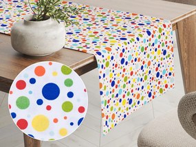 Biante Detský bavlnený behúň na stôl Sandra SA-006 Farebné bodky na bielom 20x120 cm
