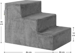 Sivé schody pre psov a mačky, 3 schody, mäkký plyš