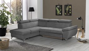 Rohová sedacia súprava Gisele, stredne šedá látka, ľavý roh