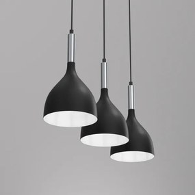 Luster na lanku NOAK 3xE27/15W/230V čierna/chróm