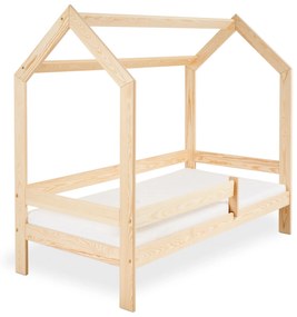 Detská posteľ DOMČEK D3 borovica 80x160 cm Rošt: S lamelovým roštom, Matrac: Matrac EASYSOFT 8 cm, Úložný box: S bielym úložným boxom