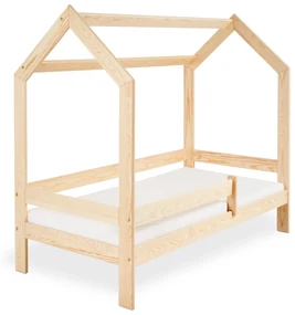 Detská posteľ DOMČEK D3 borovica 80 x 160 cm Rošt: S lamelovým roštom, Matrac: Matrac EASYSOFT 8 cm, Úložný box: S úložným boxom borovica