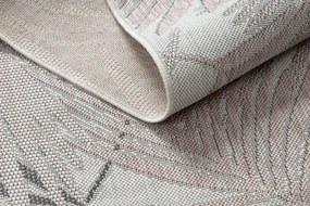 Koberec / behúň šnúrkový SIZAL SION Lístie Palmy, tropický 2837 ploské tkanie biely / ružový