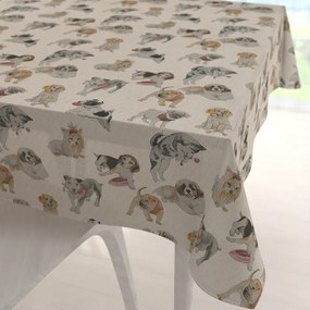 Biante Dekoračný štvorcový obrus PML-096 Šteniatka na hnedobéžovom 130x130 cm