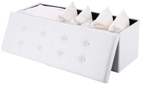 Casaria Skladacia sedacia truhlica s odklápacím krytom, biela – 80 x 40 x 40 cm