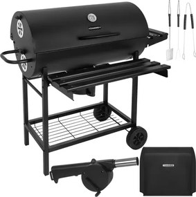 Veľký záhradný gril na drevené uhlie s poklopom a teplomerom