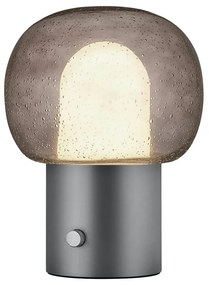 Antracitová hliníková LED stolová lampa so skleneným tienidlom (výška 32 cm) Iris – Blomus