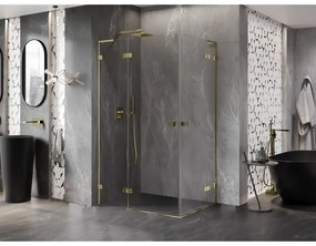 Mexen Lunar, L Duo výklopný sprchový kút 85 x 80 cm, 8mm číre sklo, zlatý profil, 834L-085L-080P-50-00