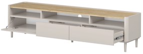 TV stolík Elivo 200 cm na nožičkách - kašmírová / dub olejovaný