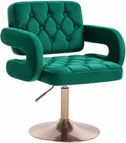 LuxuryForm DESIGN Stolička ADRIA VELUR na zlatom tanieri - zelená