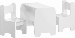 Detský set stolík a 2 stoličky s úložnou policou - biely