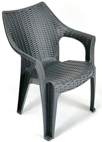 Antracitová plastová stolička Ratan