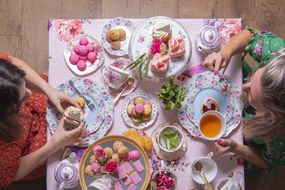 Ružový bavlnený obrus na stôl s ružami Dotty Rose - 150*250 cm