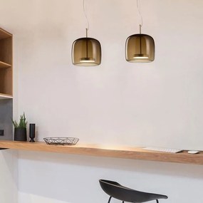 Toolight - LED závesné svietidlo zo skla Amber APP613-1CP, zlatá, OSW-03895
