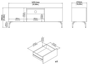 Hnedý TV stolík v dekore duba 147x54x41 cm Bergen – Tvilum
