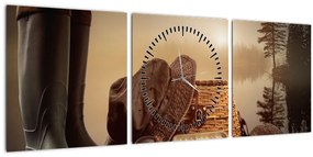 Obraz - Rybárske zátišie (s hodinami) (90x30 cm)