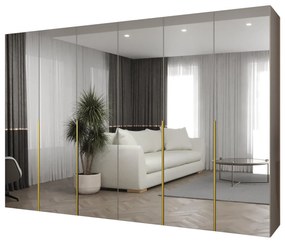 Šatníková skriňa 300 cm Alice 3 (kašmír + zlatá). Akcia -20%. Vlastná spoľahlivá doprava až k Vám domov. 1126255
