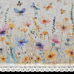 KRÁTKA ZÁCLONA NA PÁSKE ROZALIE 150X30 CM KVETY