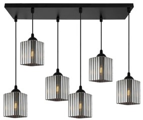 Závesné svietidlo Riffle Square, 6x grafitové sklenené tienidlo, b