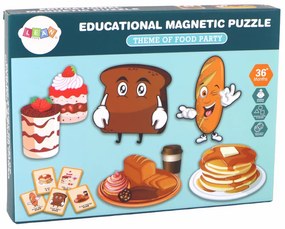 Lean Toys Sada edukačných magnetických puzzle – Food