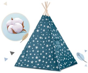 Detský stan Tepee so svetlami Nukido - modrý