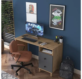 PC stolík Sikine 3 (orech + antracit) . Vlastná spoľahlivá doprava až k Vám domov. 1094989