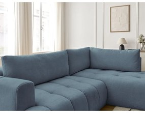 Modrá rozkladacia/s úložným priestorom rohová pohovka (pravý roh/do L) Fuji – Bobochic Paris