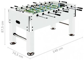 vidaXL Stolný futbal oceľ 60 kg 140x74,5x87,5 cm biely-