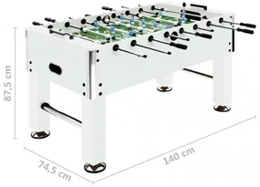 vidaXL Stolný futbal oceľ 60 kg 140x74,5x87,5 cm biely-