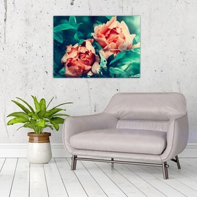 Sklenený obraz jarných kvetov (70x50 cm)