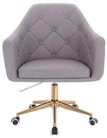 LuxuryForm DESIGN Kreslo ANDORA na zlaté podstave s kolieskami - šedé