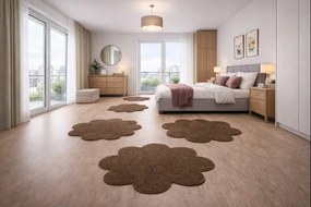 Vopi, Kusový koberec Eton hnedý kvetina, 160x160 kvietok, hnedá, kuchyňa