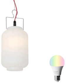 Inteligentná závesná vonkajšia lampa biela 20 cm s červenou zástrčkou vrátane Wifi A60 - Pion